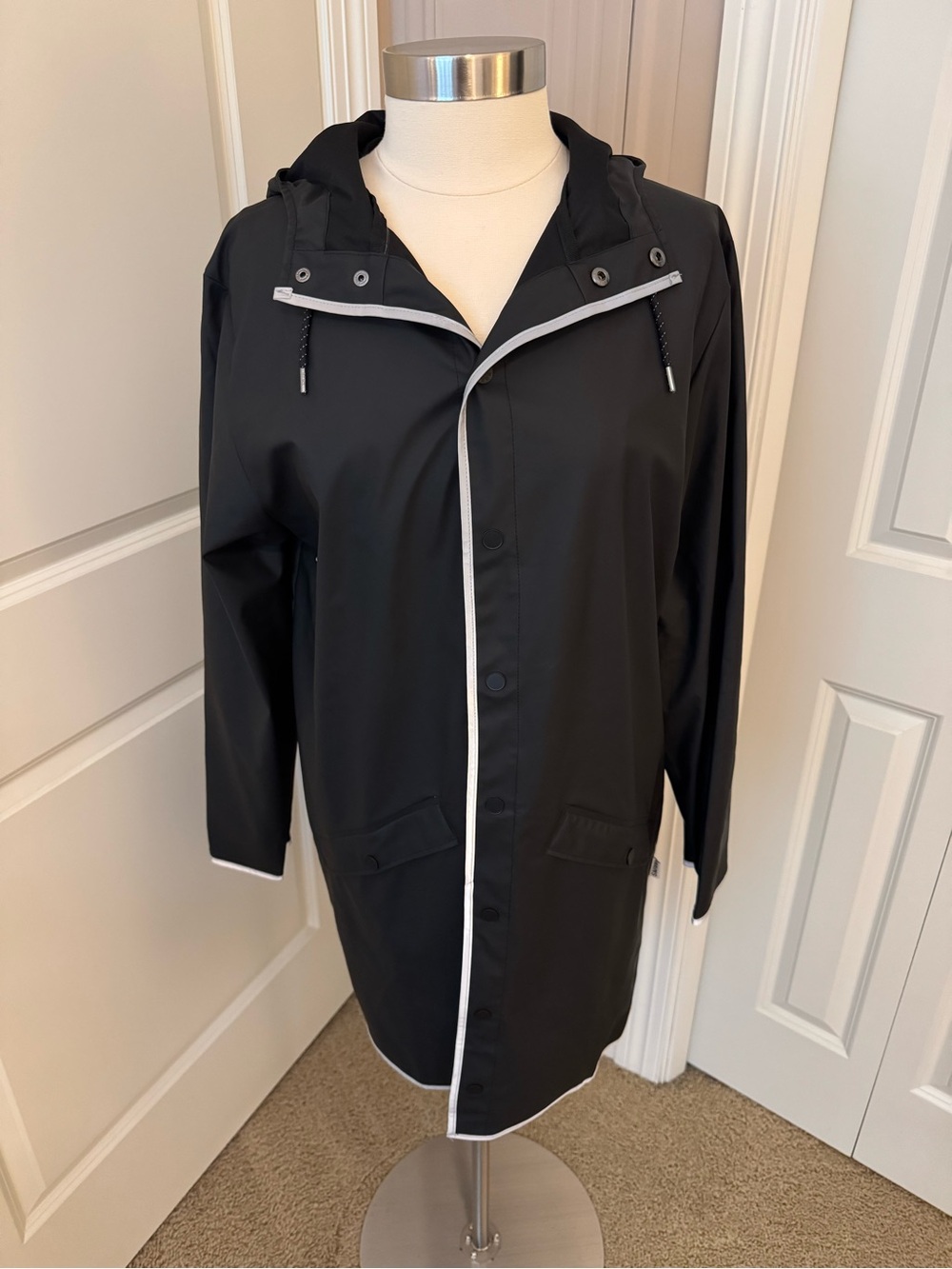 RAINS Hooded Raincoat (Black)